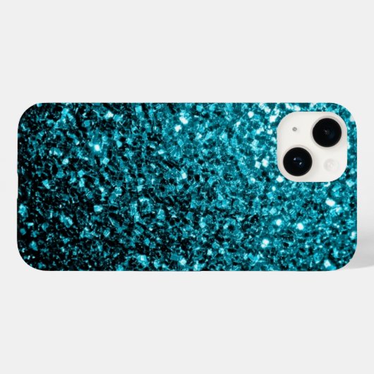 Aqua Blue Glitzer Glitzern Case-Mate iPhone Hülle (Rückseite (Horizontal))