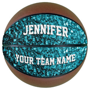 Aqua Blue Glitzer Glitzern Ihr Name Team Basketball
