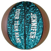 Aqua Blue Glitzer Glitzern Ihr Name Team Basketball (Vertikal)