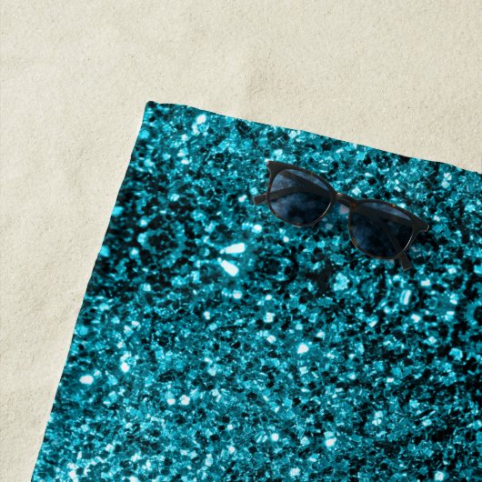 Aqua Blue Glitzer Glitzern Strandtuch (Beispiel)