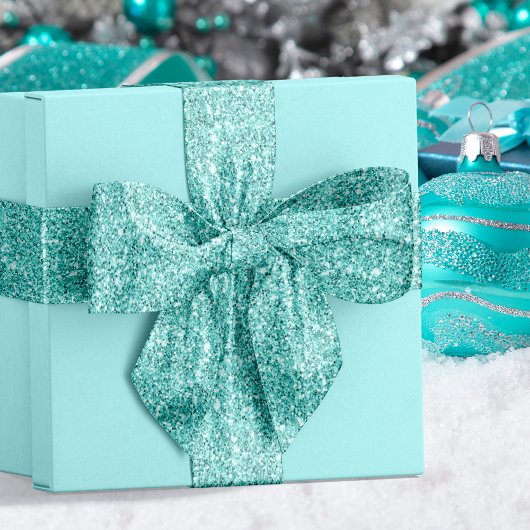 Aqua Blue Glitzer Küste Weihnachten Satinband