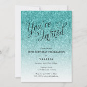 Aqua Blue Glitzer Sie sind eingeladen Party Einladung (Vorderseite)