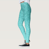 Aqua Blue Glitzer Sparkle Girly Glam Mermaid Leggings (Links)
