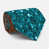 Aqua Blue Glitzern Glitzer rustikales braunes Holz Krawatte (Gerollt)