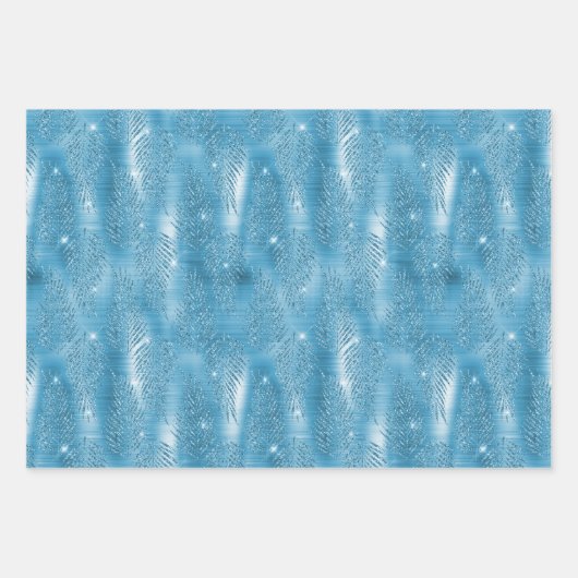 Aqua Blue Glitzy Glitzer Peacock Feathers Geschenkpapier Set (Vorderseite 2)