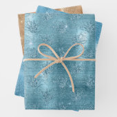 Aqua Blue Glitzy Glitzer Peacock Feathers Geschenkpapier Set (Beispiel)