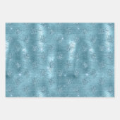 Aqua Blue Glitzy Glitzer Peacock Feathers Geschenkpapier Set (Vorderseite)