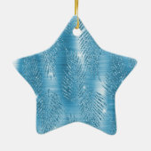 Aqua Blue Glitzy Glitzer Peacock Feathers Keramik Ornament (Hinten)