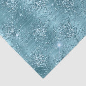 Aqua Blue Glitzy Glitzer Peacock Feathers Seidenpapier (Detail)