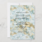 Aqua Blue Gold Abstrakt Einladung (Vorderseite)