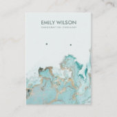 AQUA BLUE GOLD AGATE MARBLE EARRING DISPLAD KARTE (Vorderseite)