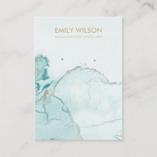 AQUA BLUE GOLD AGATE MARBLE EARRING DISPLAD KARTE (Vorderseite)