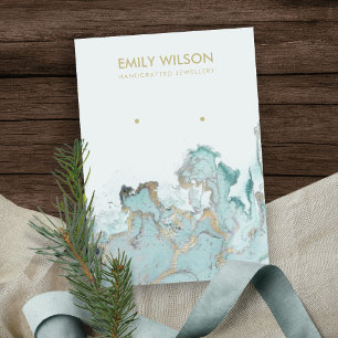 AQUA BLUE GOLD AGATE MARBLE EARRING DISPLAD KARTE