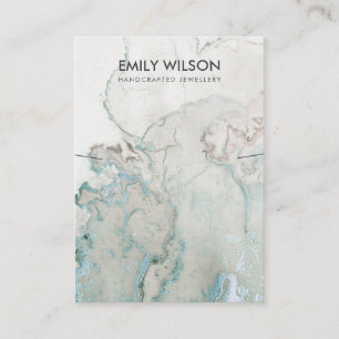 AQUA BLUE GOLD AGATE MARBLE NECKLACE DISPLAY CARD VISITENKARTE
