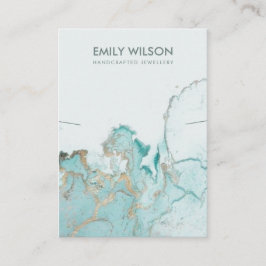 AQUA BLUE GOLD AGATE MARBLE NECKLACE DISPLAY CARD VISITENKARTE