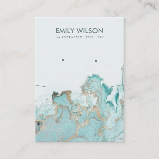 AQUA BLUE GOLD AGATE MARBLE STUD NECKLACE DISPLAY VISITENKARTE (Vorderseite)