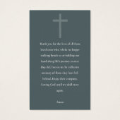 AQUA BLUE GOLD BEILEID MEMORIPRAYER FOTOKARTE (Rückseite)