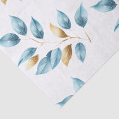Aqua Blue Gold Blätter Seidenpapier (Detail)