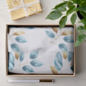 Aqua Blue Gold Blätter Seidenpapier (Geschenk)