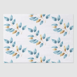 Aqua Blue Gold Blätter Seidenpapier