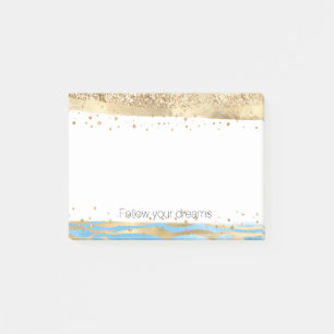 Aqua Blue Gold Glitzer Confetti Animal Print     Post-it Klebezettel