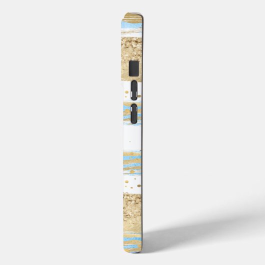 Aqua Blue Gold Glitzer Confetti Zebra Case-Mate iPhone Hülle (Rückseite / Links)