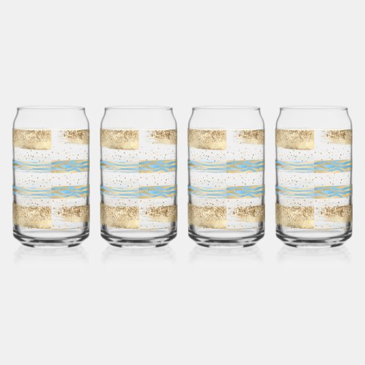 Aqua Blue Gold Glitzer Confetti Zebra Dosenglas (Links)