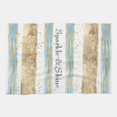 Aqua Blue Gold Glitzer Confetti Zebra Geschirrtuch (Horizontal)
