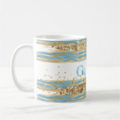 Aqua Blue Gold Glitzer Confetti Zebra Kaffeetasse (Links)