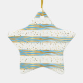 Aqua Blue Gold Glitzer Confetti Zebra Keramik Ornament (Hinten)