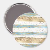 Aqua Blue Gold Glitzer Confetti Zebra Magnet (Vorderseite/Rückseite)