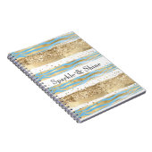 Aqua Blue Gold Glitzer Confetti Zebra Notizblock (Rechte Seite)