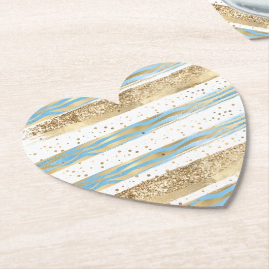 Aqua Blue Gold Glitzer Confetti Zebra Untersetzer (angewinkelt)