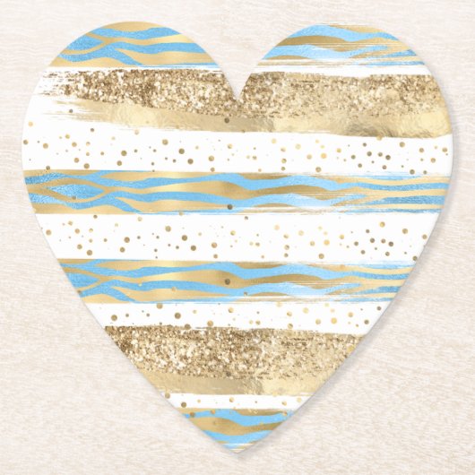 Aqua Blue Gold Glitzer Confetti Zebra Untersetzer (Vorderseite)