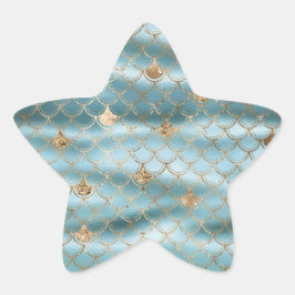 Aqua Blue Gold Glitzer Mermaid Stern-Aufkleber