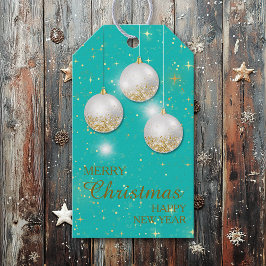 Aqua Blue Gold Glitzer Weihnachtsbrillen Geschenkm Geschenkanhänger