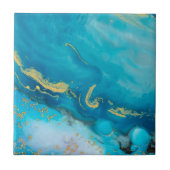 Aqua Blue Gold Marble Fliese (Vorderseite)