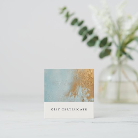 Aqua Blue Gold Oil Paint Texture Geschenk Quadratische Visitenkarte (Stehend Vorderseite)