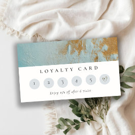 Aqua Blue Gold Oil Paint Texture Loyalty Card Visitenkarte