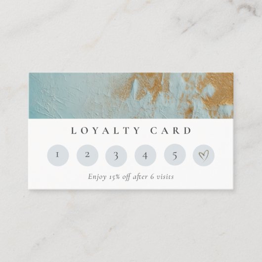 Aqua Blue Gold Oil Paint Texture Loyalty Card Visitenkarte (Vorderseite)