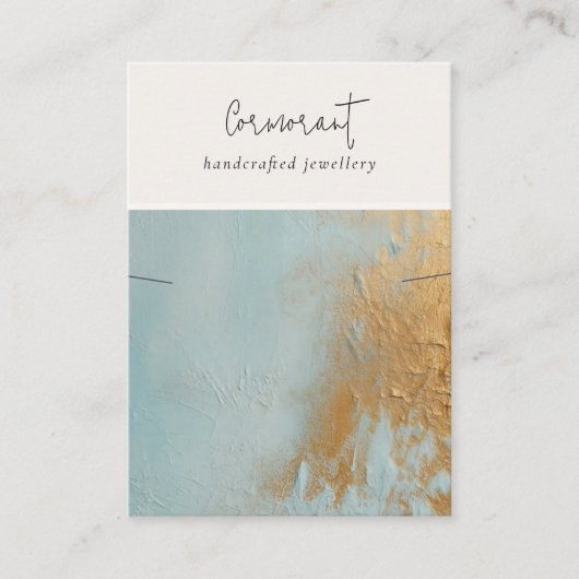 Aqua Blue Gold Oil Paint Texture Necklace Display Visitenkarte (Vorderseite)