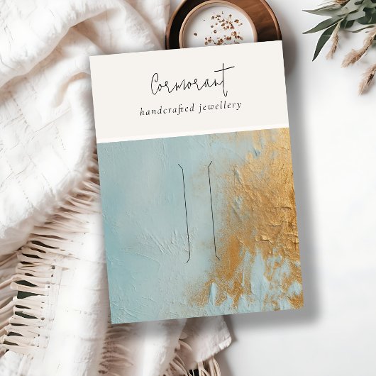 Aqua Blue Gold Ölpaint Textur Haarnadeldarstellung Visitenkarte