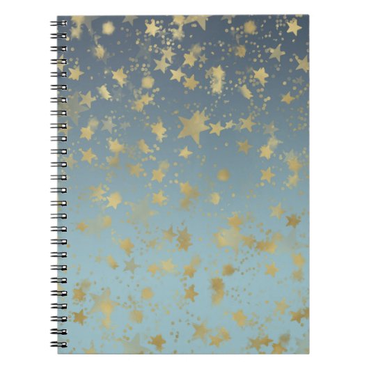 Aqua Blue Gold Ombre Stars Notizblock (Vorderseite)