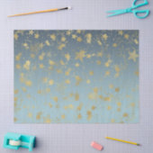 Aqua Blue Gold Ombre Stars Seidenpapier (Basteln)