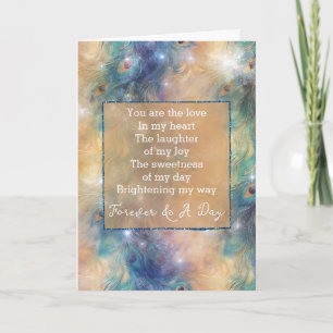 Aqua Blue Gold Peacock Forever Gedicht Karte