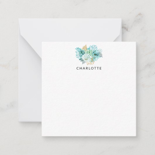 Aqua Blue Gold Personalisierte Karte (Vorderseite)