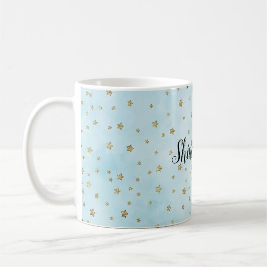 Aqua Blue Gold Stars Kaffeetasse (Links)