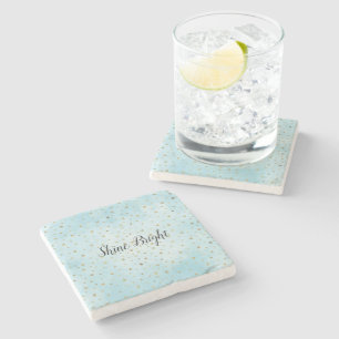 Aqua Blue Gold Sterne Steinuntersetzer