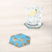 Aqua Blue Gold Tropical Blätter Untersetzer (Vor Ort)