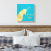 Aqua Blue Gold Unicorn Stars Sparkle and Shine Leinwanddruck (Insitu (Schlafzimmer))